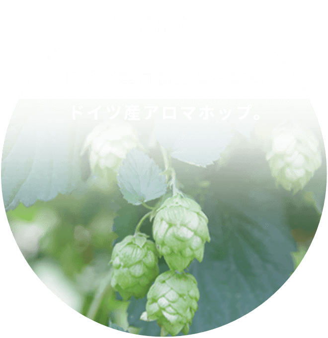 こだわり3 ドイツ産有機栽培麦芽ドイツ産アロマホップ