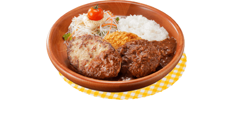 メンチカツカリー&ハンバーグディッシュ